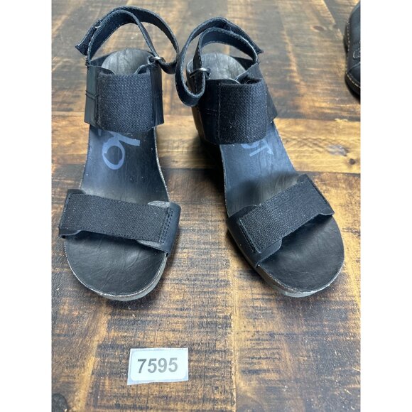 otob Shoes - otob 8m bushnell wedge heel sandal thick strap platform light weight black sil